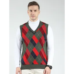 Monte Carlo Men Checked Woollen Sweater Vest-picture-17