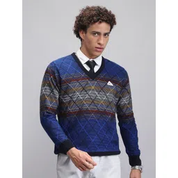 Monte Carlo Men Chevron Printed Woollen Pullover Sweater-picture-31