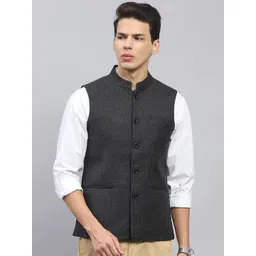 Monte Carlo Men Mandarin Collar Solid Wool Casual Tailored Jacket-picture-25