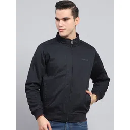 Monte Carlo Men Mock Collar Solid Cotton Casual Bomber Jacket-picture-23