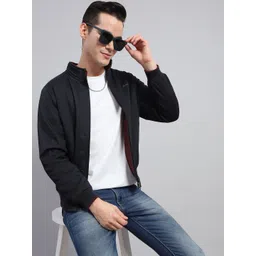 Monte Carlo Men Mock Collar Solid Cotton Casual Bomber Jacket image 3