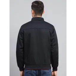 Monte Carlo Men Mock Collar Solid Cotton Casual Bomber Jacket image 2