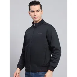 Monte Carlo Men Mock Collar Solid Cotton Casual Bomber Jacket image 5