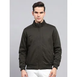 Monte Carlo Men Mock Collar Solid Cotton Casual Bomber Jacket image 1