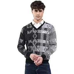 monte carlo Men Regular Fit Self Designed Pattern V Neck Pull On Full Sleeve Winter Pullover-picture-28