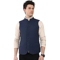 monte carlo Men Regular Fit Solid Band Neck Side Pocket Button Closure Sleeveless Winter Jacket | Full Sleeve Zipper Jacket | Winter Wear For Men (Pack Of 1)-picture-24