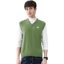 monte carlo Men Regular Fit V Neck Solid Pull On Closure Sleeveless Sweater | Warm Layering Vest | Casual Winter Knitwear | Stylish Sleeveless Sweater | Winter Sweater for Men's Green XXL (Pack of-1)-picture-40