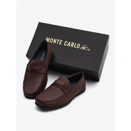 Monte Carlo Men Round Toe Slip-On Leather Penny Loafers-picture-25