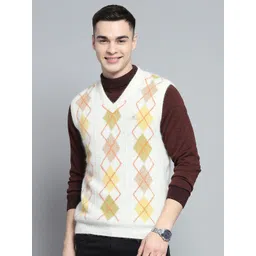 Monte Carlo Men Self Design V-Neck Sweater Vest-picture-11