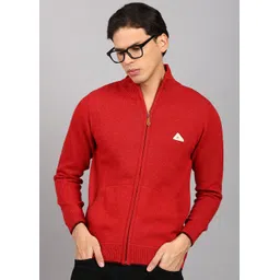 monte carlo Men Solid High Neck Maroon Sweater-picture-11