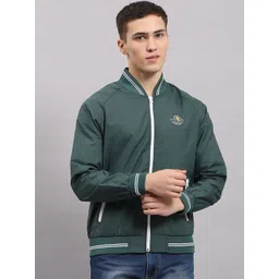 Monte Carlo Men Solid Mock Collar Bomber Jacket-picture-43