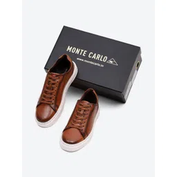 Monte Carlo Men Solid Round Toe Lace-Ups Leather Everyday Sneakers-picture-15
