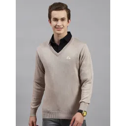 Monte Carlo Men Solid V Neck Pullover Sweaters-picture-32