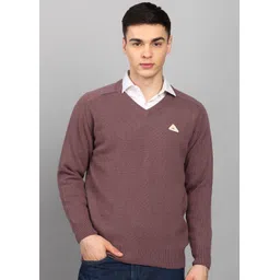 monte carlo Men Solid V Neck Purple Sweater-picture-15