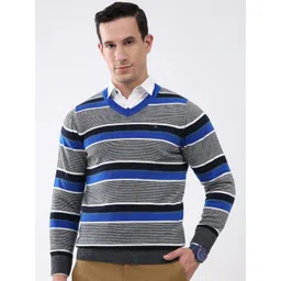 Monte Carlo Men Striped Woollen Pullover-picture-28