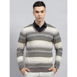 Monte Carlo Men Striped Woollen Pullover Sweaters-picture-36