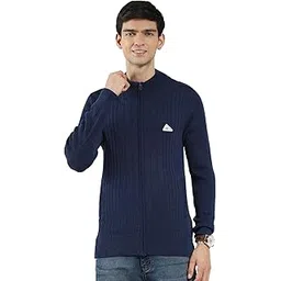monte carlo Men Zipper Winter Pullover | Regular Fit | Band Neck | Solid Pattern | Warm & Stylish Winterwear for Men's Navy-picture-30