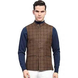 monte carlo Mens Checkered Band Neck Sleeveless Jacket (224066876)-picture-13
