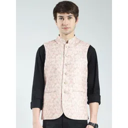 Monte Carlo Men's Printed Band Neck Nehru Jacket-picture-12