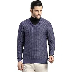 monte carlo Men's Regular Fit Printed V Neck Pull On Closure Full Sleeve Winter Pullover | Warm Woolen Sweater for Men |Comfortable Knitted Winter Wear for Men (Pack of 1)-picture-29