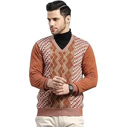 monte carlo Men's Regular Fit Printed V Neck Pull On Closure Full Sleeve Winter Pullover | Warm Woolen Sweater for Men |Comfortable Knitted Winter Wear for Men (Pack of 1)-picture-43
