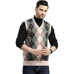 monte carlo Men's Regular Fit Printed V Neck Pull On Closure Sleeveless Winter Sweater | Warm Woolen Pullover for Men | Comfortable Knitted Winter Wear Sweater for Men's (Pack of 1)-picture-27