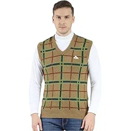 monte carlo Men's Regular Fit Sleeveless Wool Sweater | V Neck | Regular Fit | Abstract Pattern | Warm Stylish Pullover for Winter-picture-35