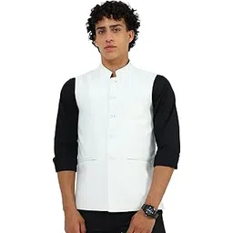 monte carlo Men's Regular Fit Waistcoat | Solid Pattern | Button Closure with Sleeveless | Band Neck Waistcoat for Men-picture-29