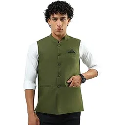 monte carlo Men's Regular Fit Waistcoat | Solid Pattern | Button Closure with Sleeveless | Band Neck Waistcoat for Men-picture-28