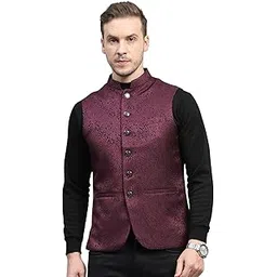 monte carlo Mens Self Design Band Neck Sleeveless Coat (224021063)-picture-24