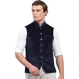 monte carlo Mens Self Design Band Neck Sleeveless Coat (224021064)-picture-21