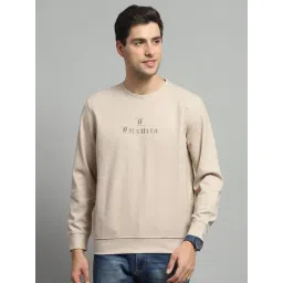 Monte Carlo Mens Self Design Beige Round Neck Full Sleeve Sweatshirt-picture-14