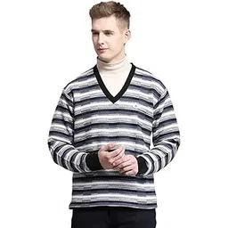 monte carlo Mens Self Design Black V Neck Full Sleeve Pullover_1243190VN-2-picture-27