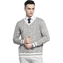 monte carlo Mens Self Design Brown V Neck Full Sleeve Pullover-picture-28