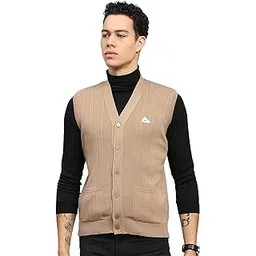 monte carlo Mens Self Design V Neck Sleeveless Cardigan (1220412SC)-picture-31