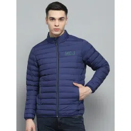 Monte Carlo Mens Solid Blue Mock Neck Full Sleeve Jacket-picture-10