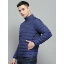 Monte Carlo Mens Solid Blue Mock Neck Full Sleeve Jacket image 3
