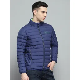 Monte Carlo Mens Solid Blue Mock Neck Full Sleeve Jacket image 4