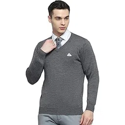 monte carlo Mens Solid Grey V Neck Full Sleeve Pullover-picture-38