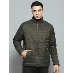 Monte Carlo Mens Solid Olive Mock Neck Full Sleeve Jacket-picture-11