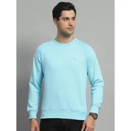 Monte Carlo Mens Solid Turqouise Blue Round Neck Full Sleeve Sweatshirt-picture-29