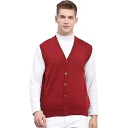 monte carlo Mens Solid V Neck Sleeveless Cardigan (1240512SC)-picture-46