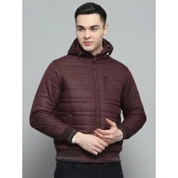 Monte Carlo Mens Solid Wine Hooded Neck Full Sleeve Jacket-picture-34