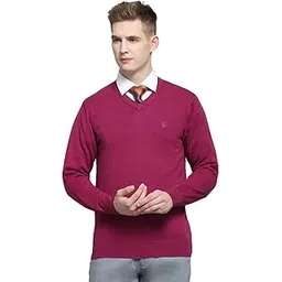 monte carlo Mens Solid Wine V Neck Full Sleeve Pullover_1240550VN-392-picture-20