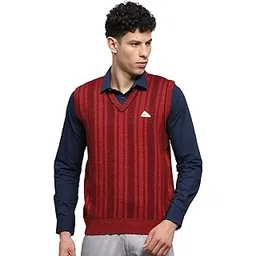 monte carlo Men's Wool Blend Self Design V Neck Sleeveless Sweater (1243212SL)-picture-36