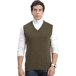 monte carlo Men's Wool Blend V-Neck Solid Sleeveless Sweater (1240516SL)-picture-44