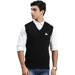 monte carlo Men's Wool Sleeveless Sweater | V-Neck | Regular Fit| Solid Pattern |Warm & Stylish Pullover Cardigan for Men-picture-21