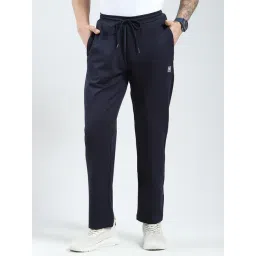 Monte Carlo Navy Blue Cotton Blend Regular Fit Solid Trackpants-picture-11