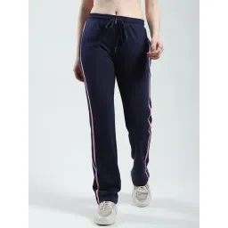 Monte Carlo Navy Blue Cotton Blend Solid Lowers-picture-14