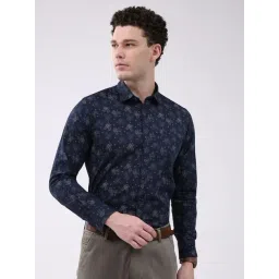 Monte Carlo Navy Blue Cotton Printed Regular Fit Shirt-picture-21